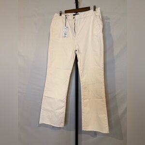 Piombo Women’s size 12 Cream Wide-Leg‎ Pants with raw hem (shipping stain)
